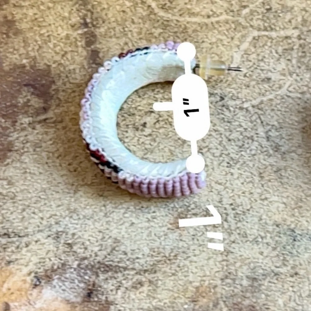 Native American Beaded Wide Hoop Earrings Post Back Purple White Burgundy Black